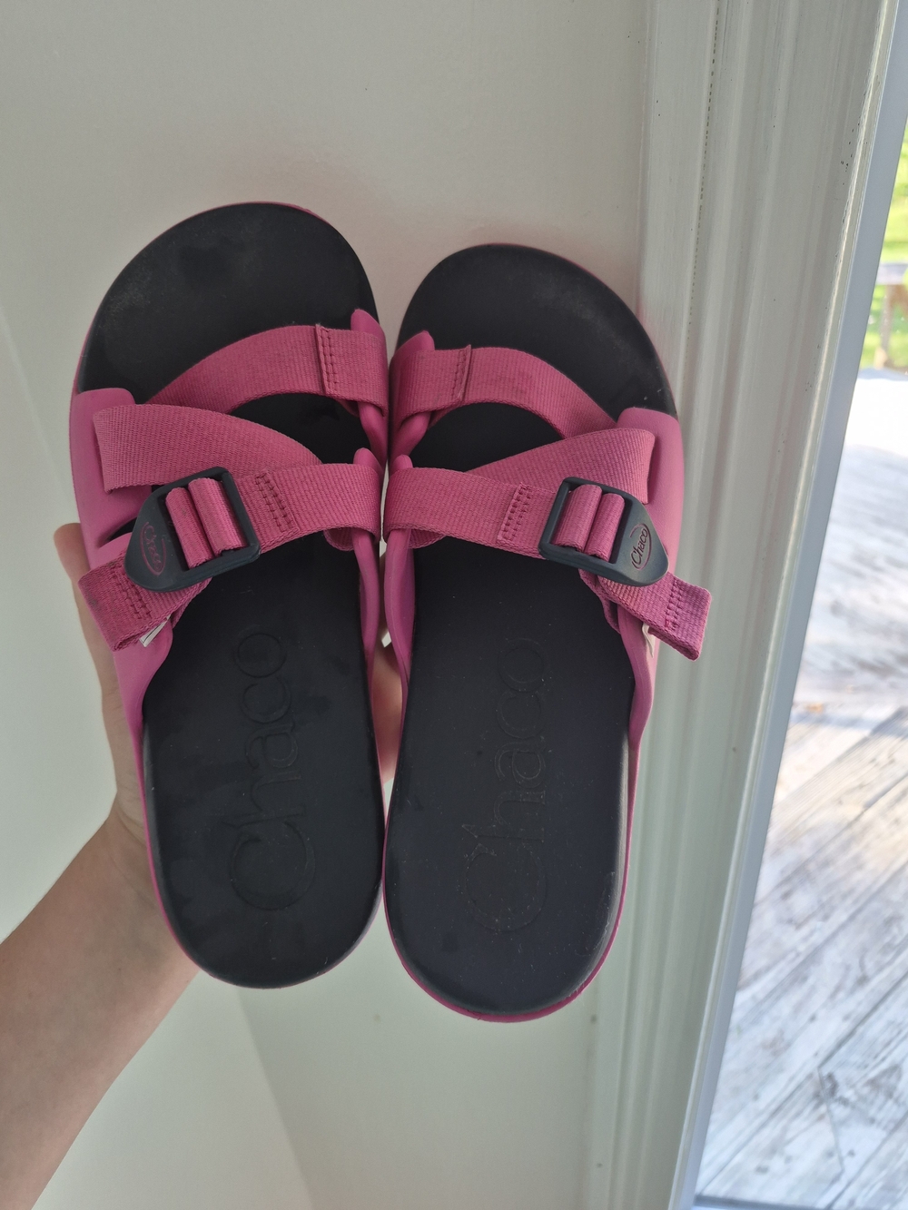 Chaco Pink Adjustable Slide Sandals